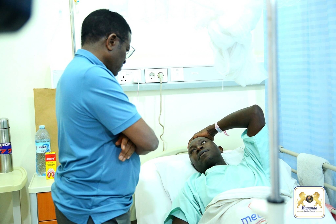 Katikkiro visits Kabaka’s guard, Afande Orech Francis, at Medipal hospital in Kololo